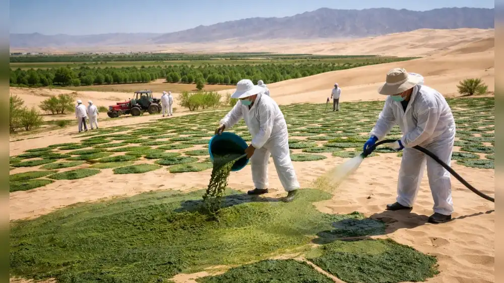 China utiliza cianobacterias para convertir arena en suelo fértil