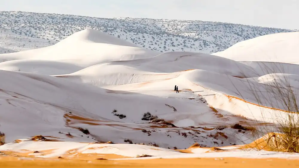 Cambio climático: Desierto de Sahara amanece cubierto de nieve