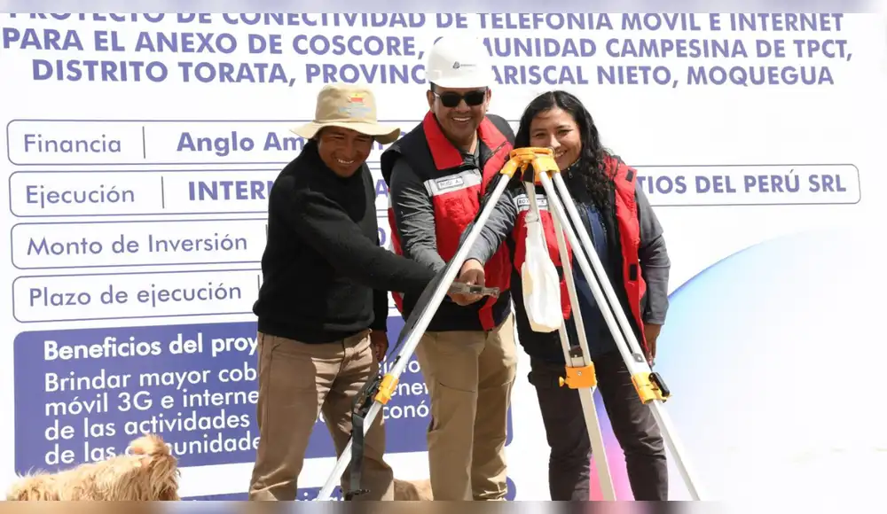 Quellaveco llevará señal de telefonía e internet a nueve comunidades Quellaveco llevará señal de telefonía e internet a nueve comunidades