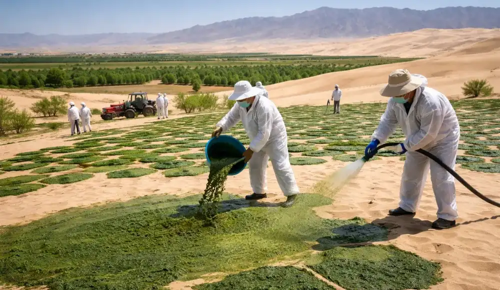 China utiliza cianobacterias para convertir arena en suelo fértil