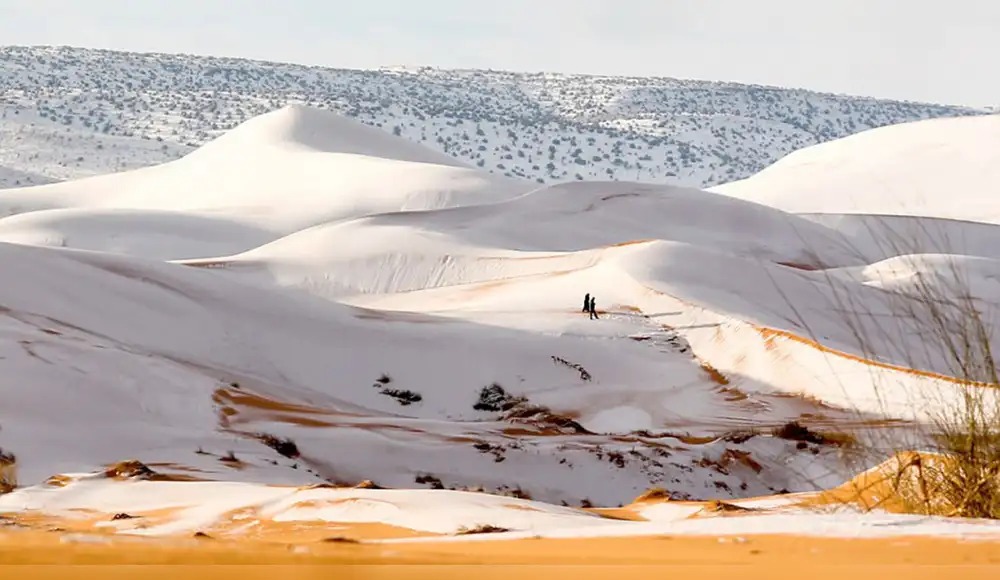 Cambio climático: Desierto de Sahara amanece cubierto de nieve Cambio climático: Desierto de Sahara amanece cubierto de nieve